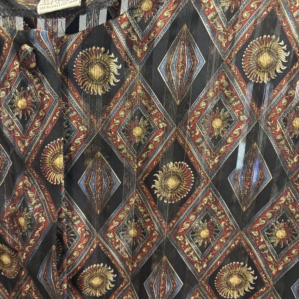 Vintage Yves St. Clair Button-Up Blouse Diamond Print Long Sleeve Size 10 - Picture 9 of 12